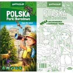 Polska Parki Narodowe - mapa dla dzieci, kompl. z kolorowanką - mapa papierowa
